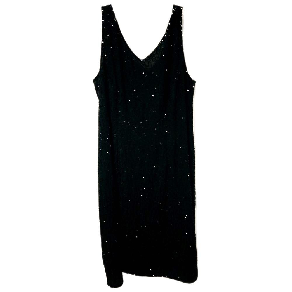 JMD New York Womens Dress Size 1X Black Beaded V Neck Cocktail Evening dress